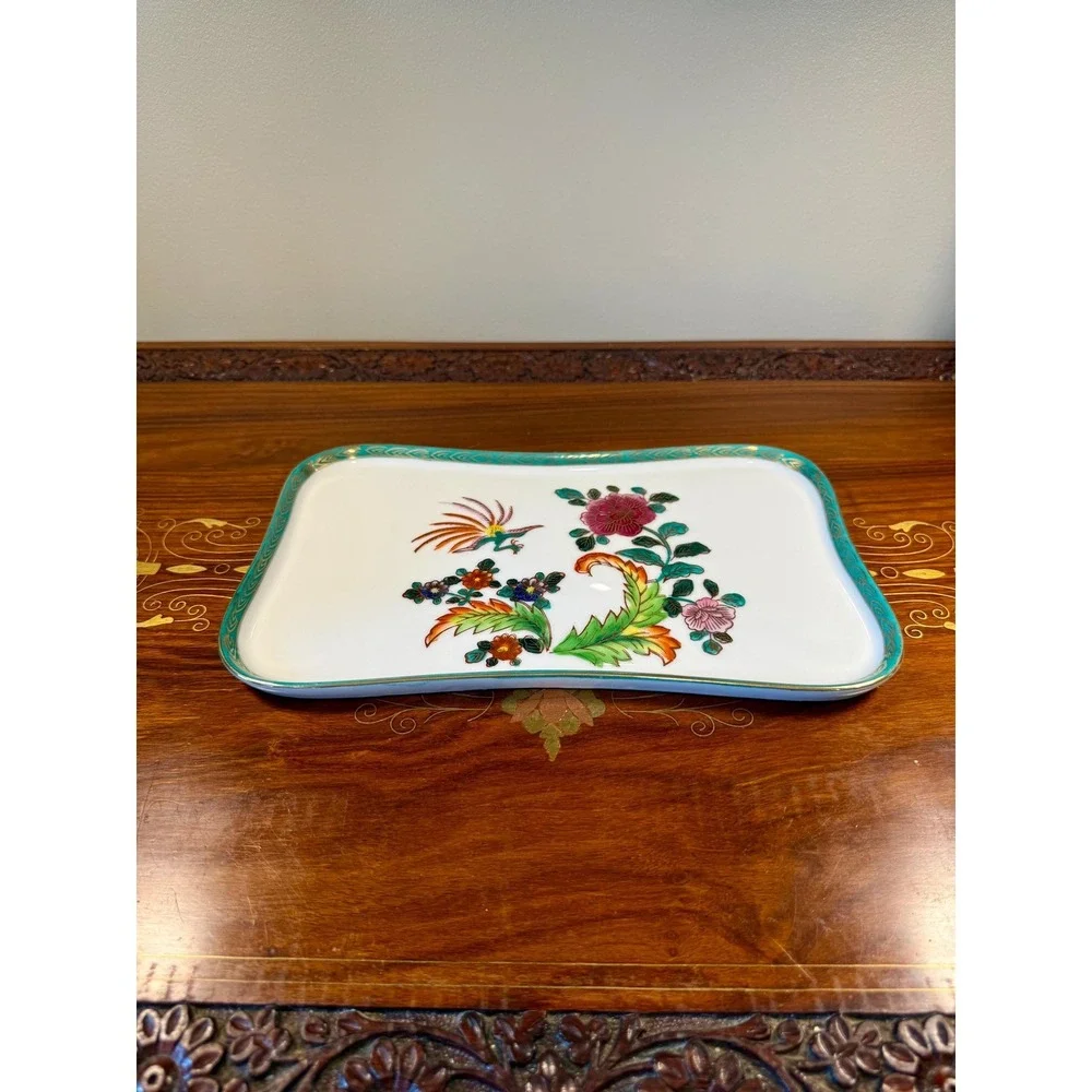 Vintage Charleton Porcelain Vanity Tray, Bird of Paradise Jewelry Tray